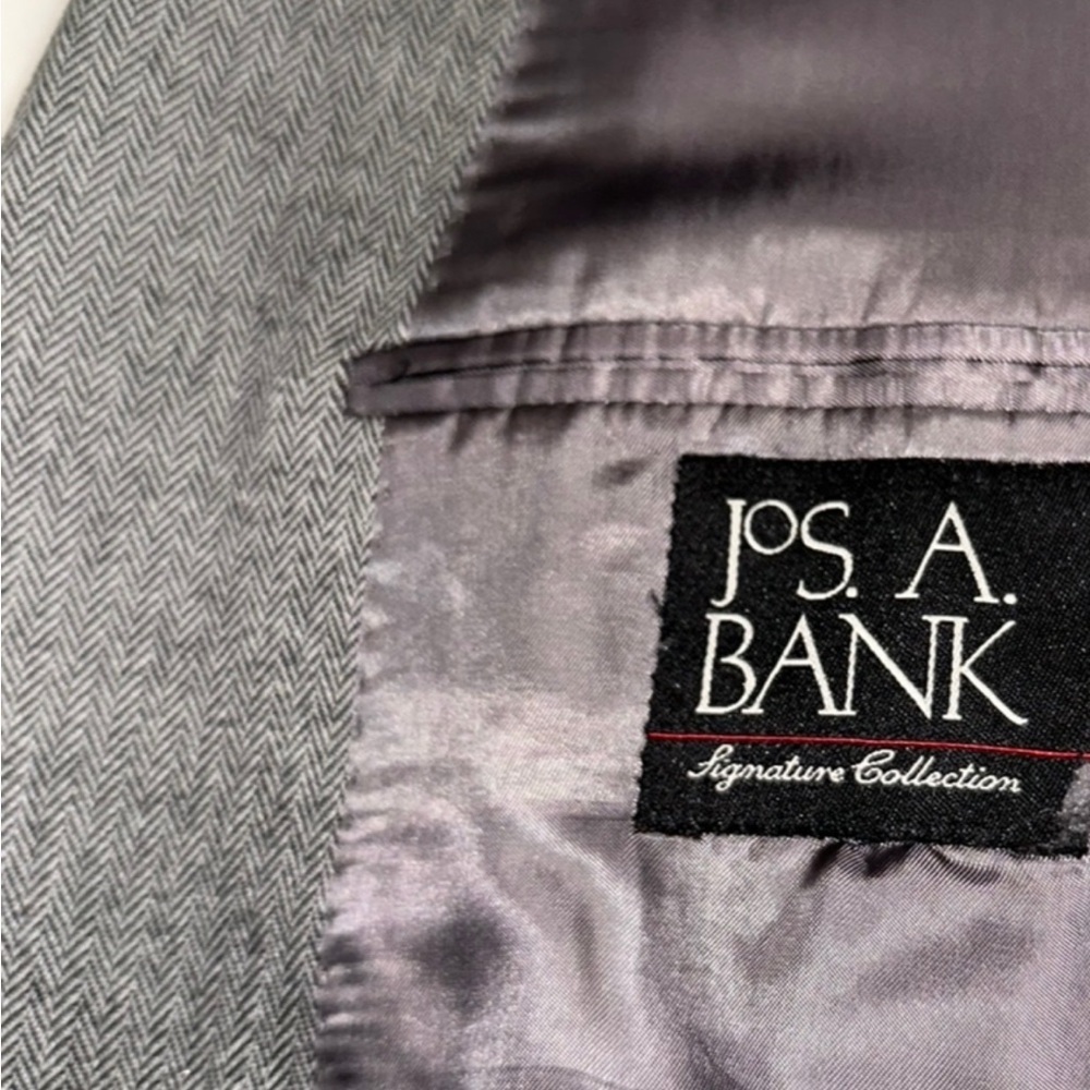 JoS. A. Bank Men’s Silk & Camel Hair Gray Herringbone Blazer Sport Coat 44R - Picture 2 of 11